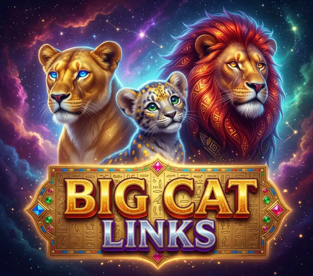 Big Cat Links slot game with lion and leopard artwork