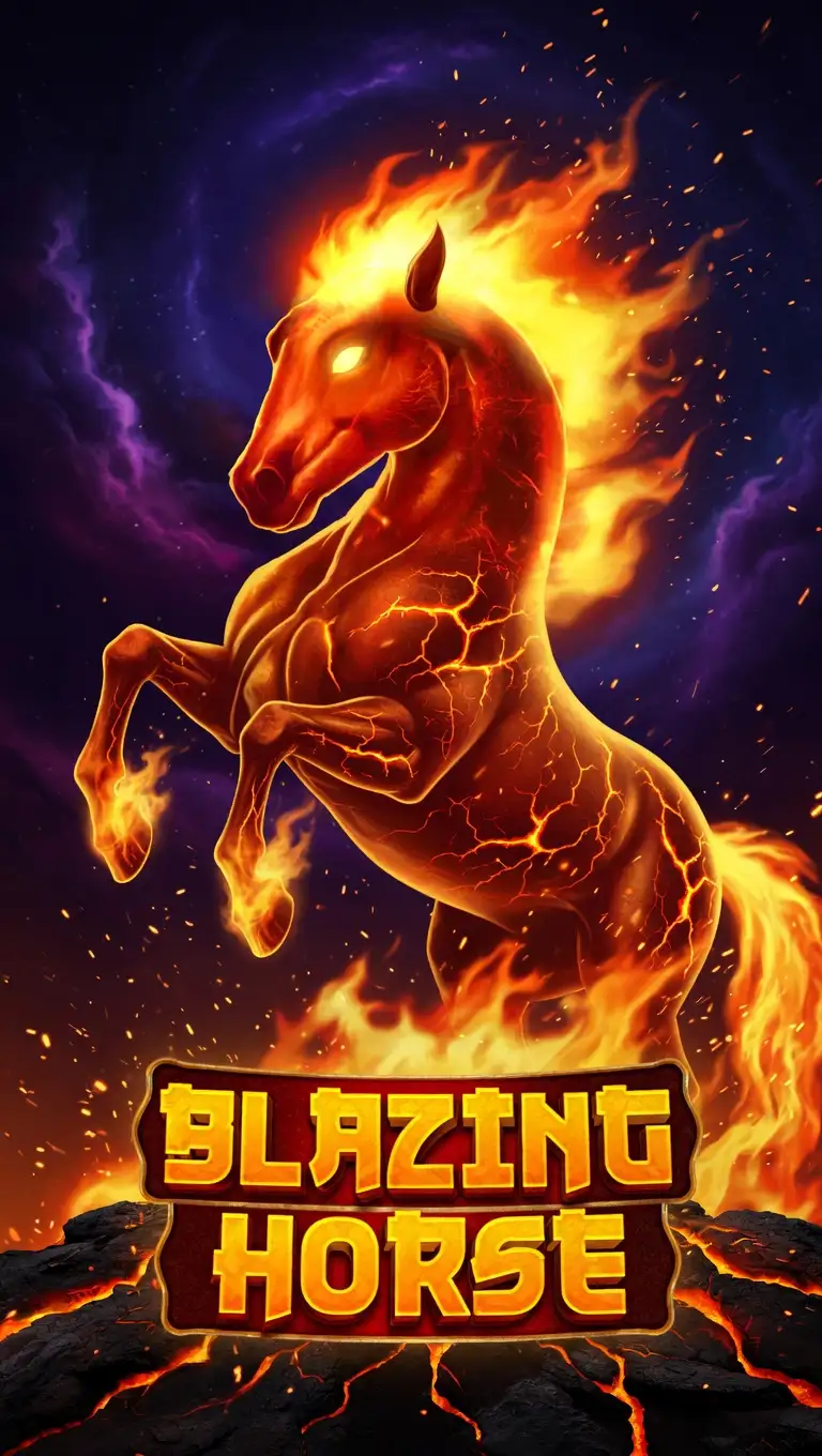 Blazing Horse slot game with fiery rearing horse artwork