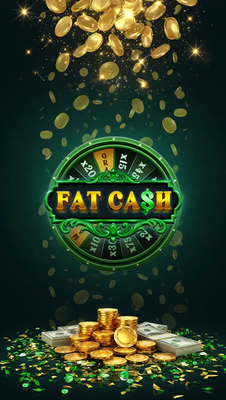 Fat Cash slot game with golden prize wheel and coins
