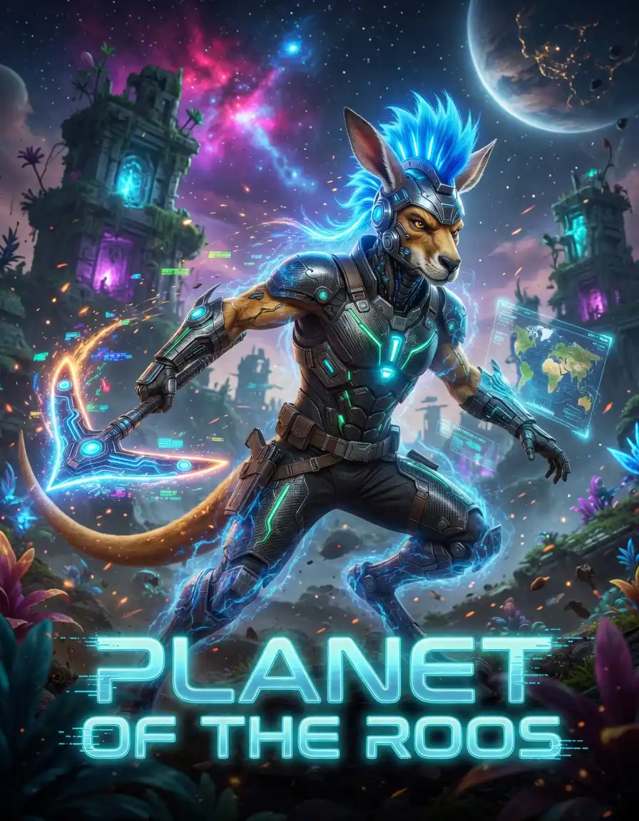 Planet of the Roos online slot game cover art