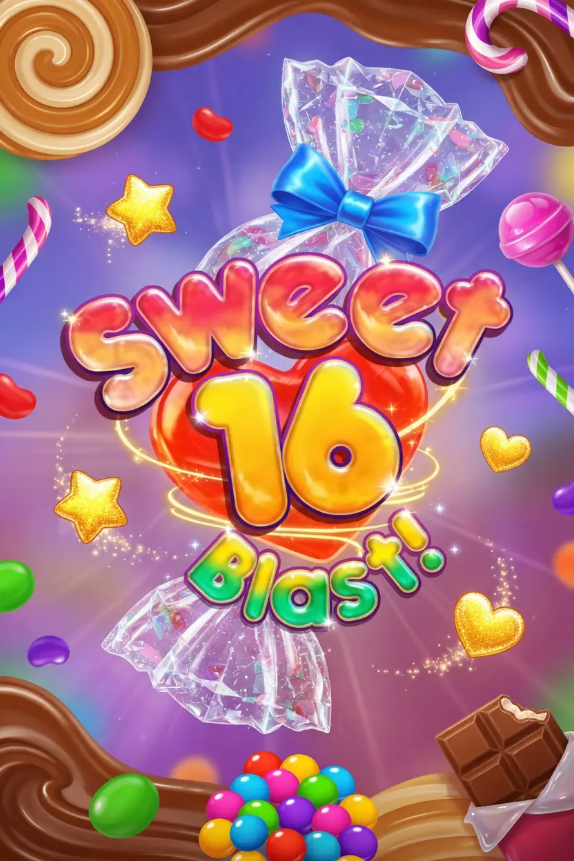 Sweet 16 Blast slot game with colourful candy theme